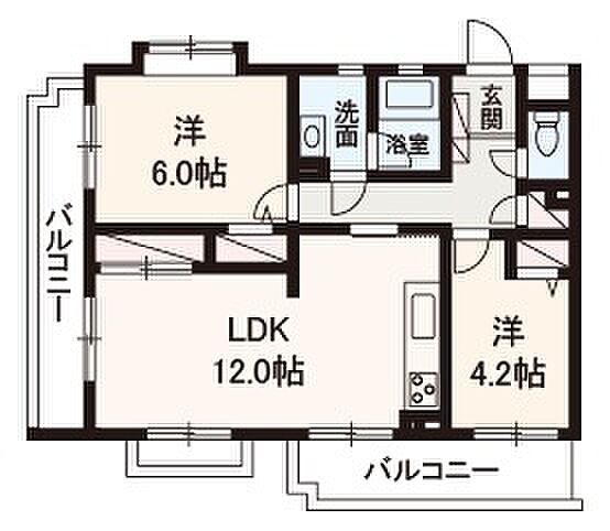 野中北パークマンション(2LDK) 3階の間取り図
