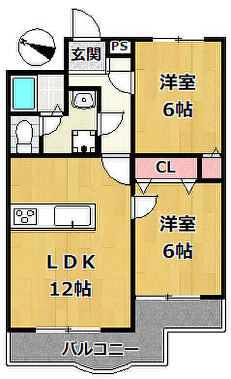 セルダン青木(2LDK) 2階の間取り図