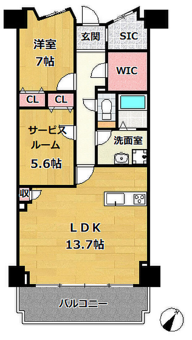 東灘コーストアヴェニュー参番館(1SLDK) 2階の間取り図
