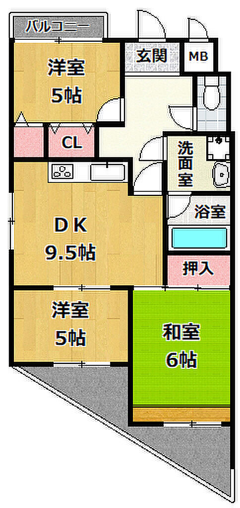 ビバリーハウス青谷弐番館(3LDK) 1階の間取り図