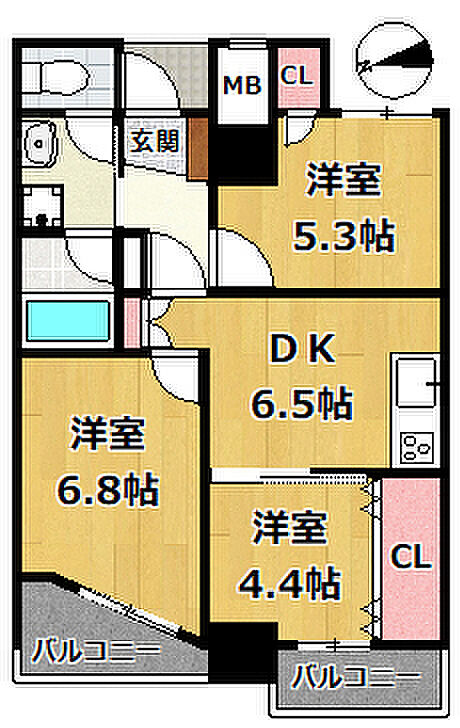 プリオーレ神戸(3DK) 6階の内観