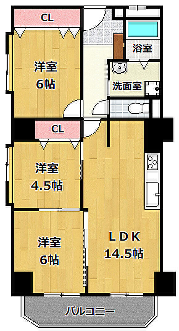 サンハイツ甲南(3LDK) 7階の間取り図