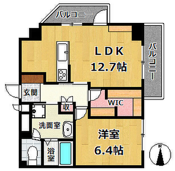 サンシャイン三宮(1LDK) 8階の間取り図