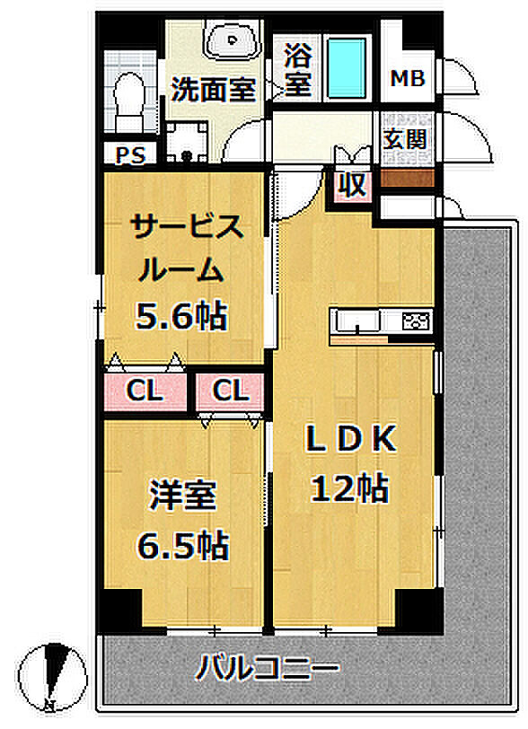 ライオンズマンション神戸本山(1SLDK) 2階の間取り図