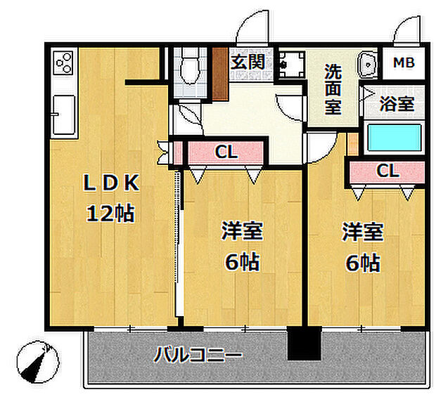パルシオ三宮フラワーロード(2LDK) 11階の間取り図