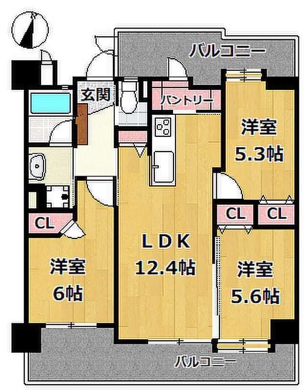 ライツ浜芦屋(3LDK) 7階の間取り図