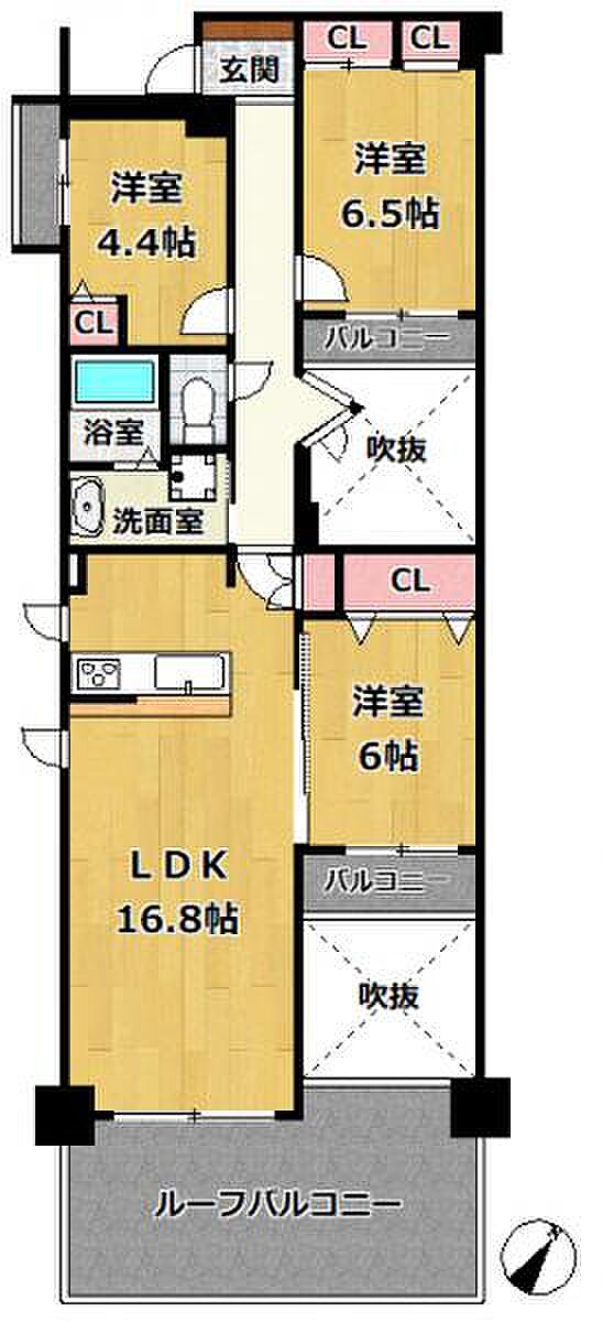 ジオ六甲山手(3LDK) 7階の間取り図