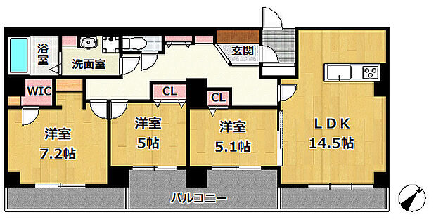 アトラス六甲山手　イーストビュー(3LDK) 2階の間取り図