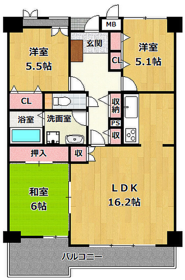 ジークレフ高羽二番館(3LDK) 4階の間取り図