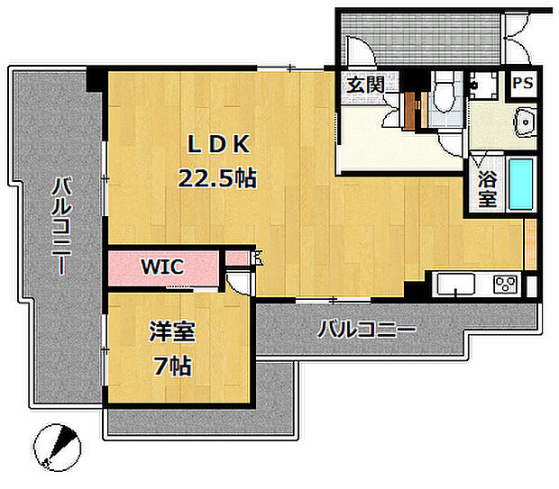 朝日プラザ兵庫永沢町II(1LDK) 4階の間取り図
