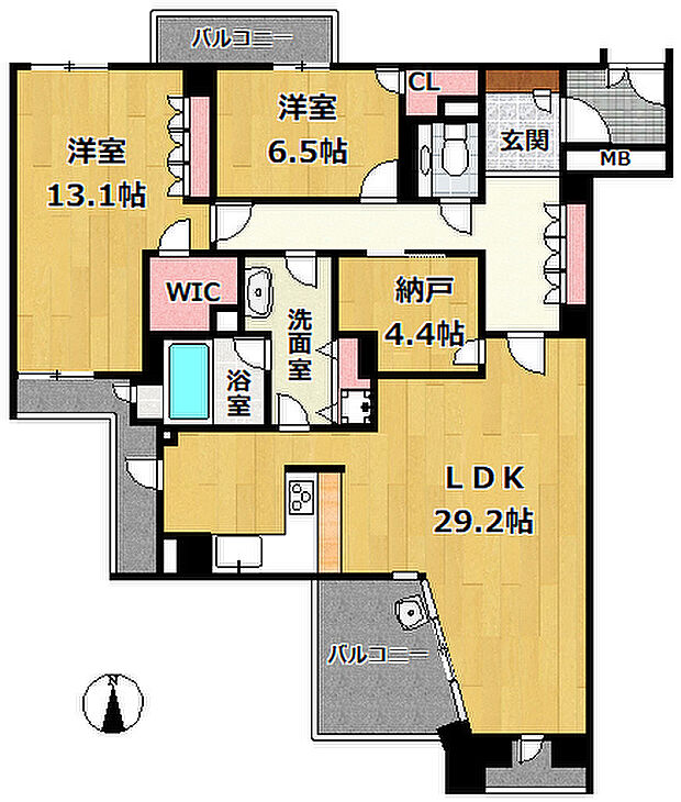 グランドメゾン六甲カネディアンヒル(2SLDK) 5階の間取り図