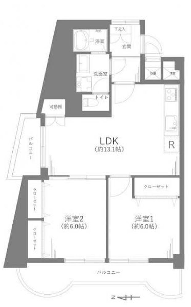 チサンマンション八王子(2LDK) 9階の間取り図