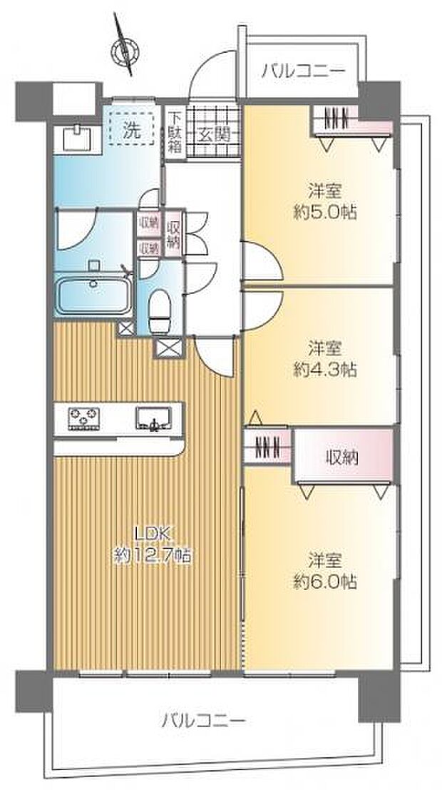 クリオ八王子壱番館(3LDK) 13階の間取り図