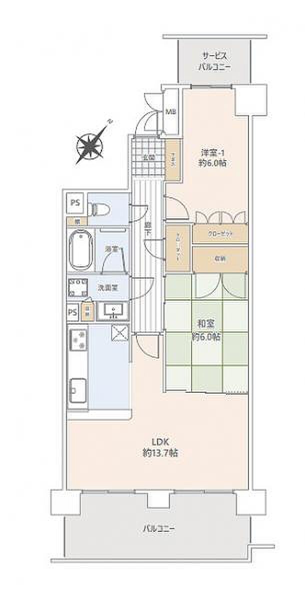 ヴェルデ町田(2LDK) 2階の間取り図