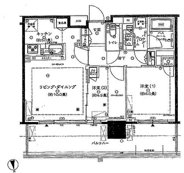 シティタワー八王子フレシア(2LDK) 22階の間取り図