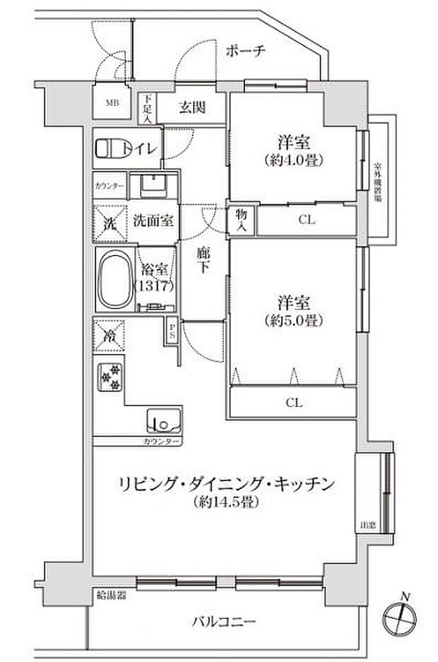 グランパーク京王橋本(2LDK) 3階の間取り図