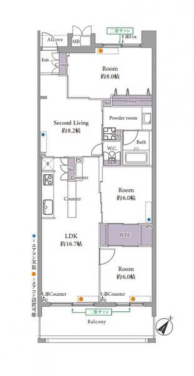 ライフレビュー町田パークフロント(3LDK) 3階の間取り図