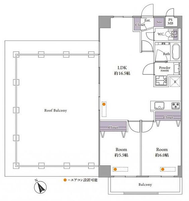 日神パレステージ古淵(2LDK) 4階の間取り図