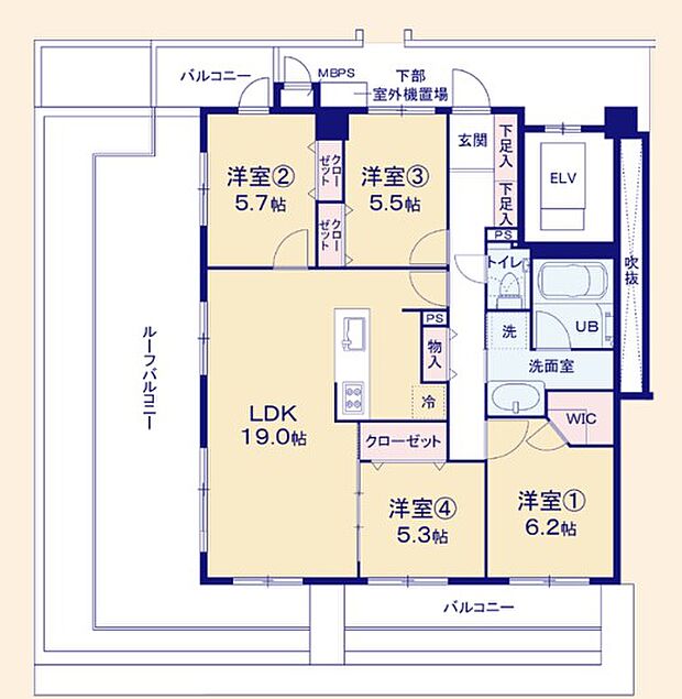 日神パレステージ町田III(4LDK) 5階の間取り図