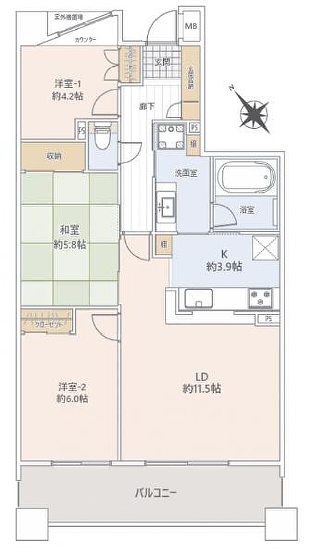 ミサワホームズ永山(3LDK) 3階の間取り図
