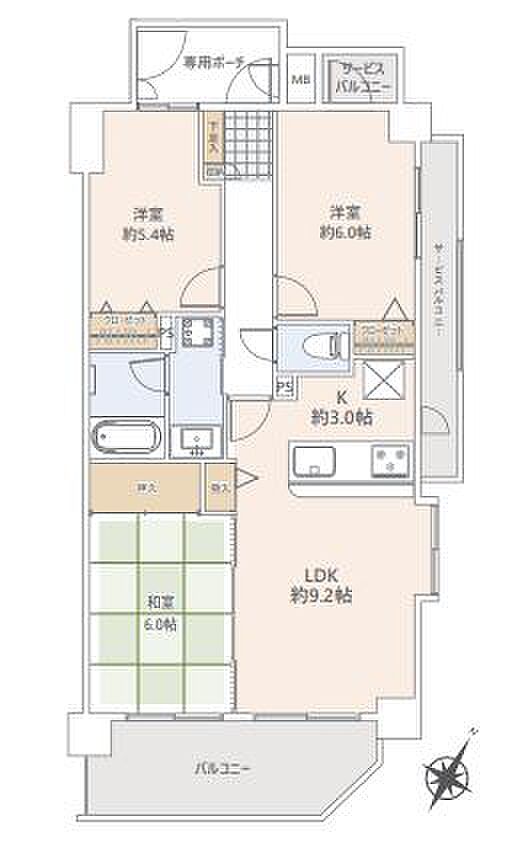 モリス町田(3LDK) 6階の間取り図