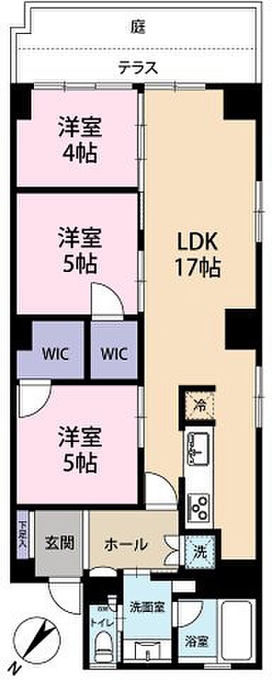 南平台セントラルハイツ(3LDK) 1階の内観