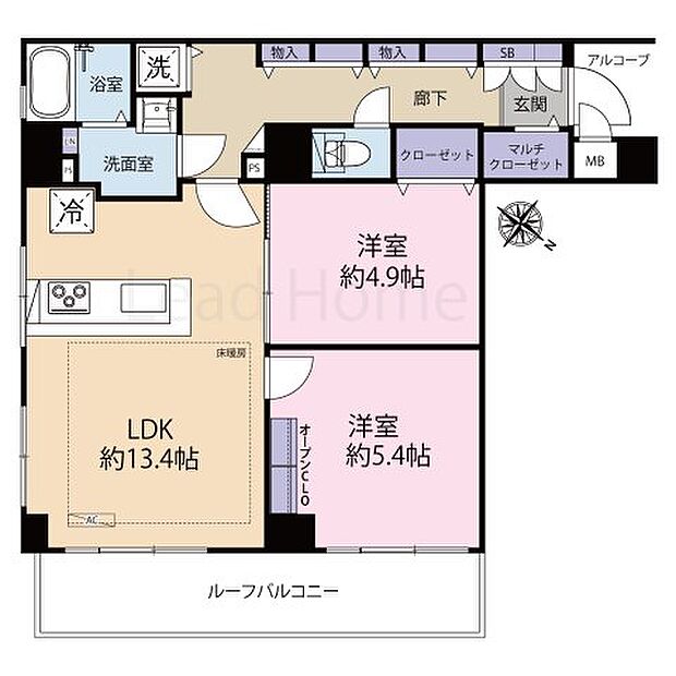 トゥールロワイヤルエルモア目黒(2LDK) 5階の間取り図