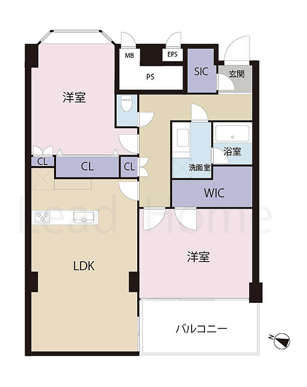 スカイプラザ赤坂(2LDK) 1階の間取り図