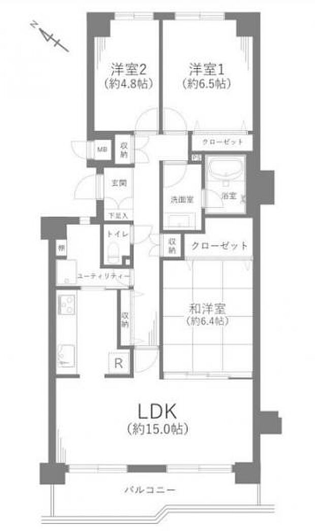 メゾン横浜能見台A棟(3LDK) 2階の間取り図
