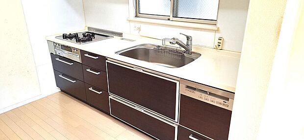 ☆横幅２５００サイズのシステムキッチン・食器乾燥洗浄機完備・上部リフトダウンウォール付