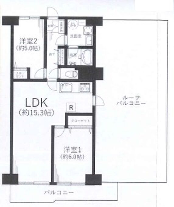 相模台サンハイツ(2LDK) 6階の間取り図