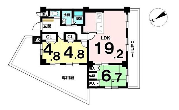 フレスト一宮(3LDK) 1階の間取り図