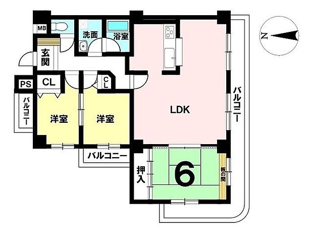 フレスト一宮(3LDK) 4階の間取り図