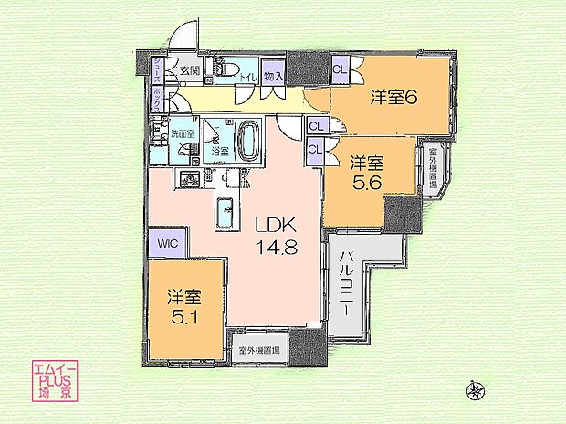 レ・ジェイド東向島(3LDK) 8階の間取り図