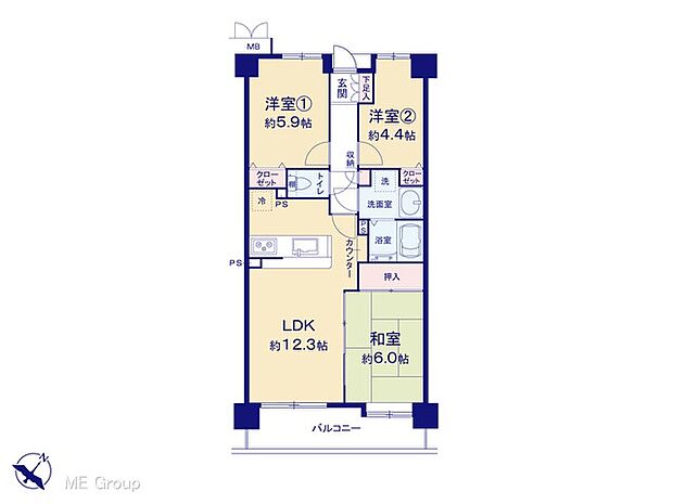 ローヤルシティ鴻巣(3LDK) 2階の間取り図