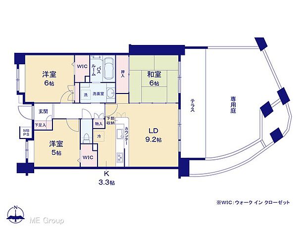 日神パレステージ草加新田(3LDK) 1階の間取り図