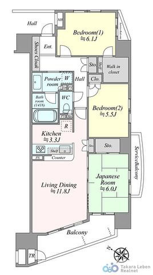 9階につき眺望・通風・採光良好。リビングに隣接する和室を開放することで、約21.1帖の大空間になります！人気の対面式キッチン、広々バルコニーも嬉しいですね♪