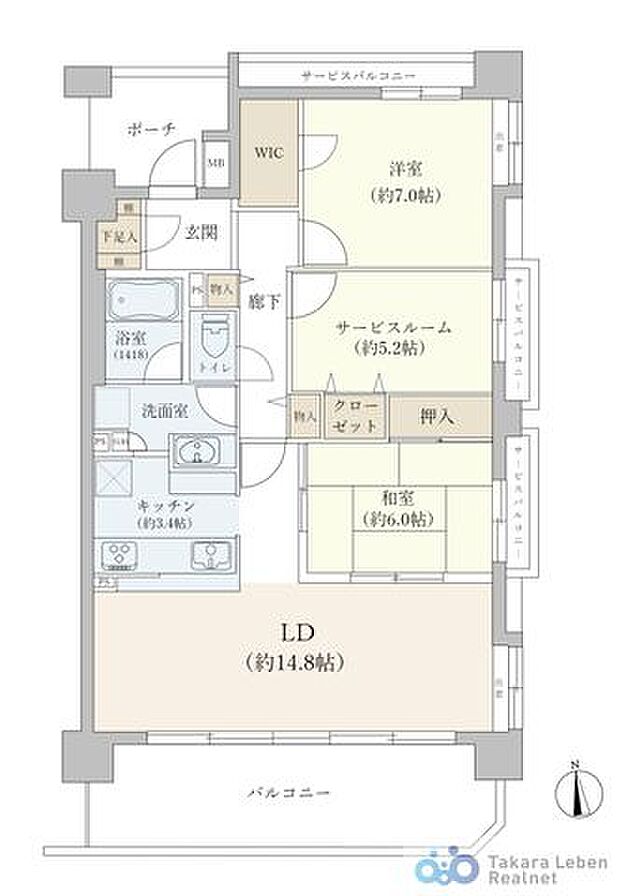 LDK横の和室扉を開けば、約20.8帖のスペースに早変わり！リビングは角住戸ならではの2面採光で明るい居室空間です◎