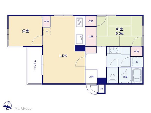 ライオンズマンション大宮大和田(2LDK) 3階の間取り図