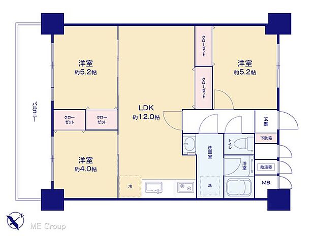 ライオンズマンション西川口ヴィアーレ(3LDK) 6階の間取り図