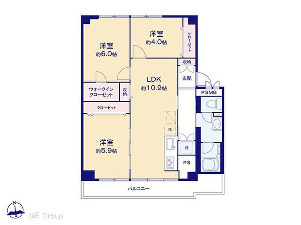 高島平第三住宅2号棟(3LDK) 10階の間取り図