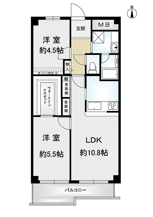 サンマンション丸太町(2LDK) 4階の間取り図