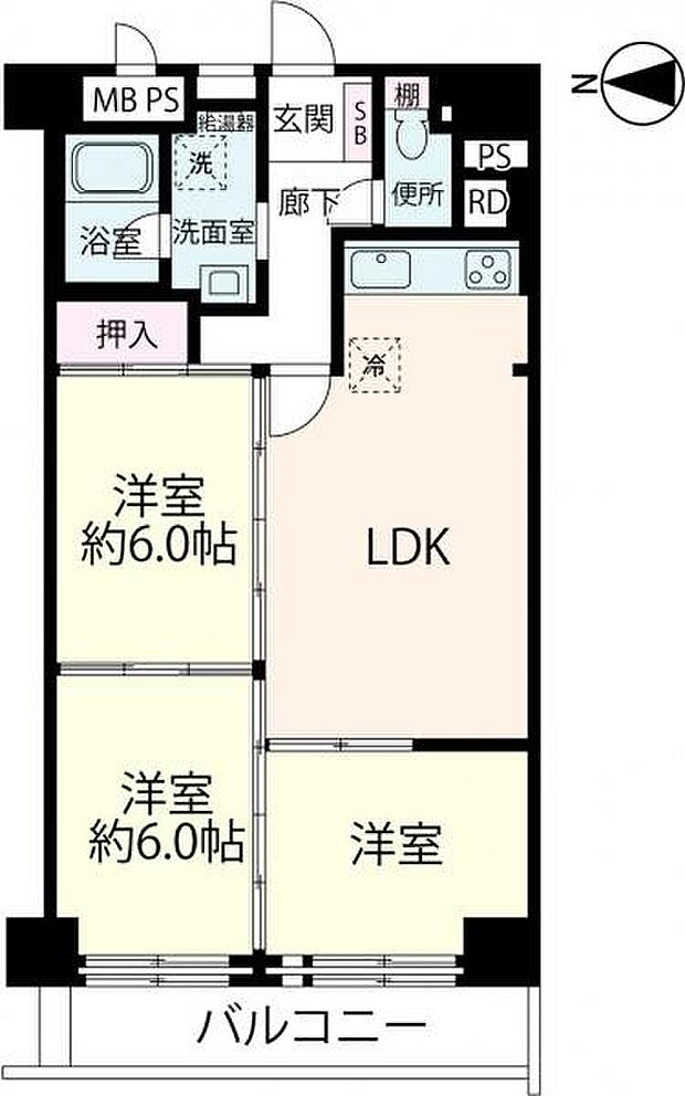 難波スカイハイツ 賃貸中につき内覧不可(3LDK) 11階の内観