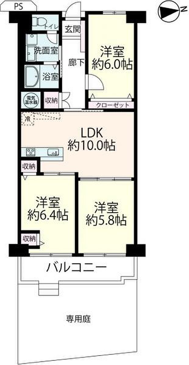 御幣島スカイハイツ(3LDK) 1階の間取り図