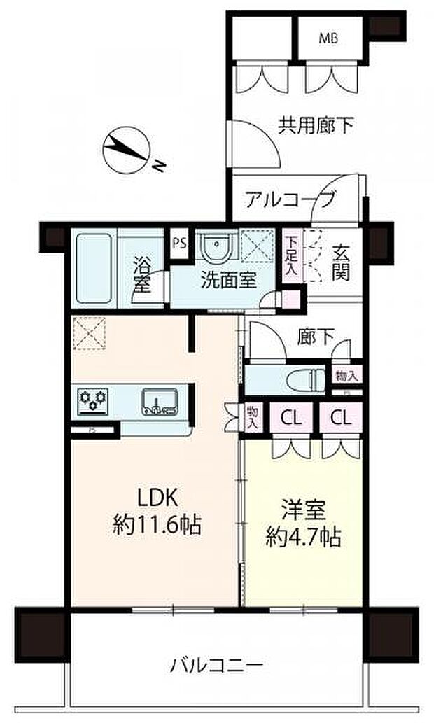 ロジュマンタワー梅田(1LDK) 19階の間取り図