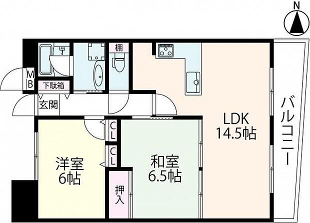 ソレイユ梅田西(2LDK) 7階の間取り図