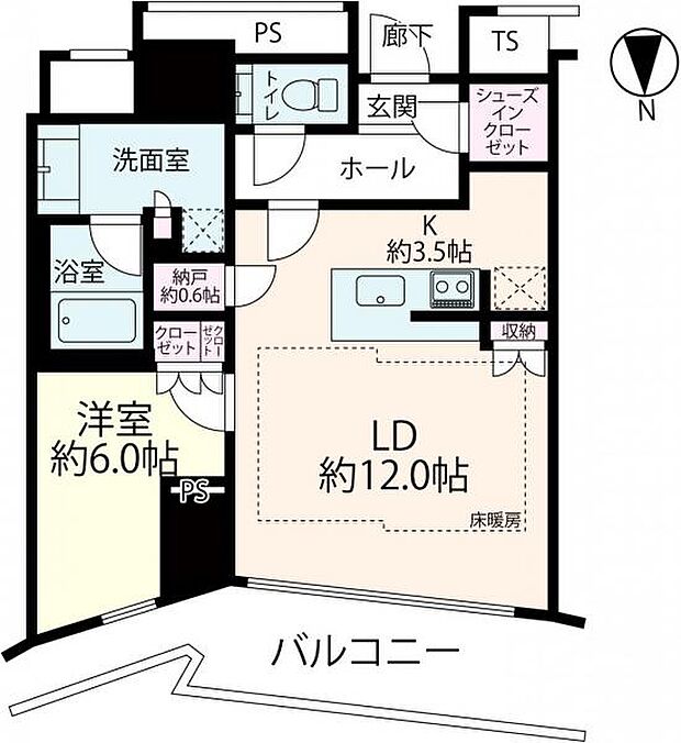 Ｂｒｉｌｌｉａ　Ｔｏｗｅｒ堂島(1LDK) 24階の間取り図