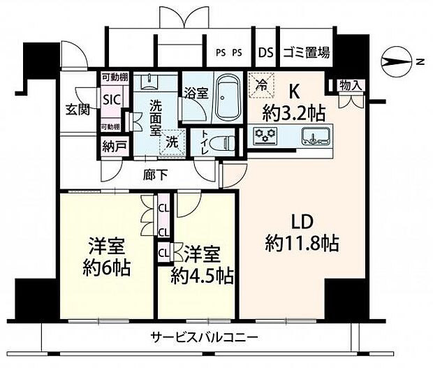 シエリアタワー大阪福島(2LDK) 8階の間取り図