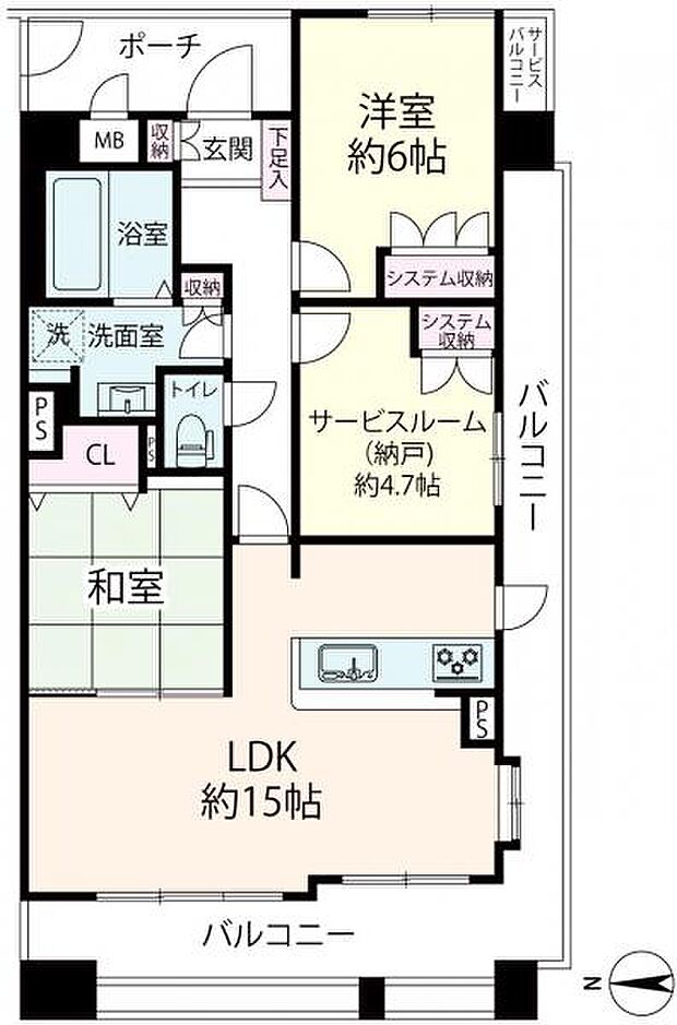≪間取り図≫ 3階部分・南西角部屋・2SLDKの間取りです。※室内リフォーム済み
