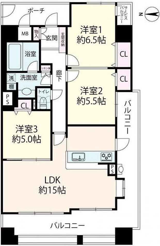ヴァンデュール新大阪ＣｉｔｙＬｉｆｅ(3LDK) 7階の間取り図